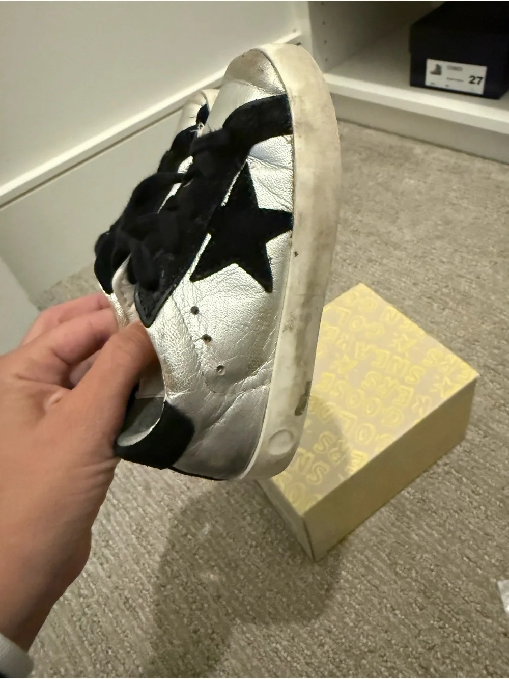 Golden Goose Kids Silver and Black Low-Top Sneakers